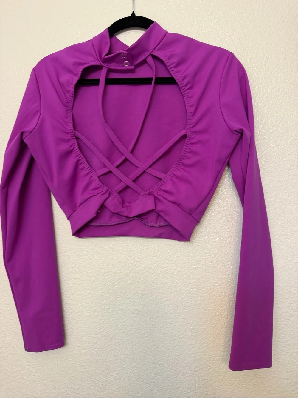 Kelle dance lyrical contemporary costume neon purple 2 piece open back LA adult